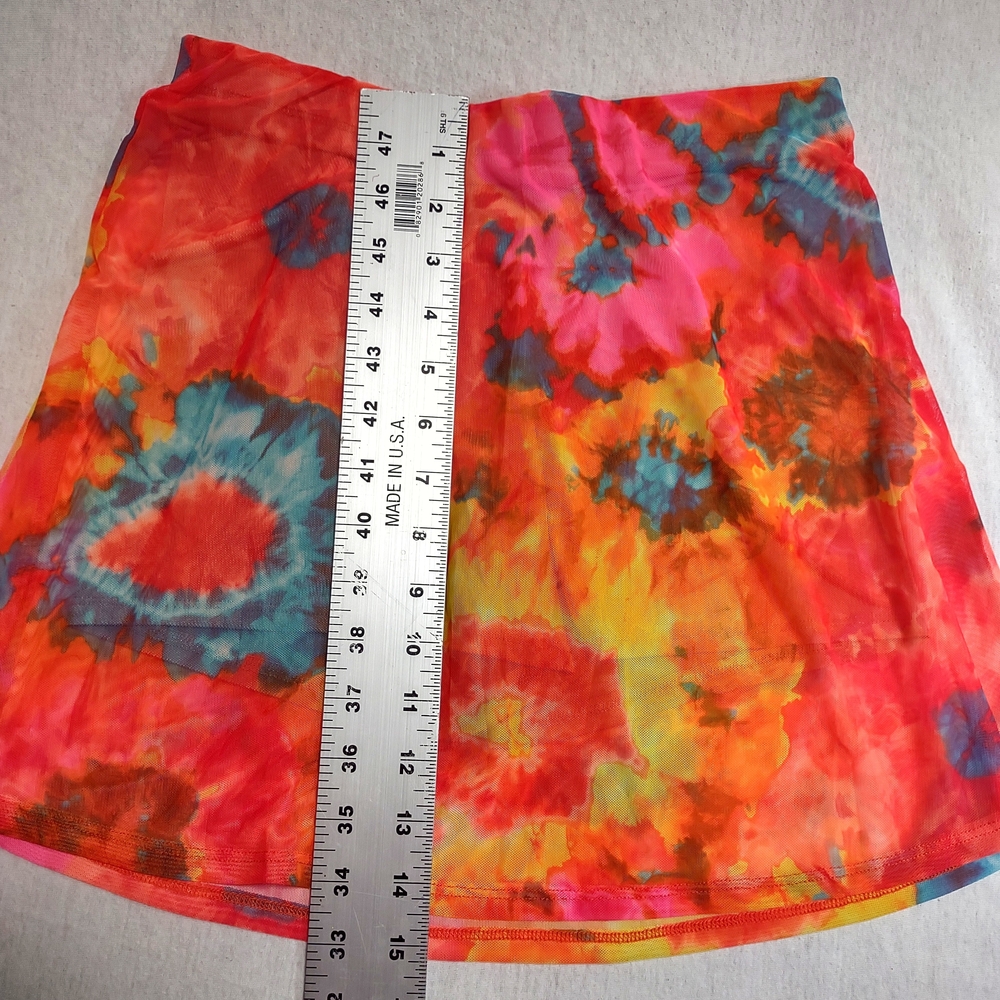 Rare New Los Angeles Apparel Printed Micro Mesh Skort| Orange Tie Dye| Medium - Picture 8 of 8